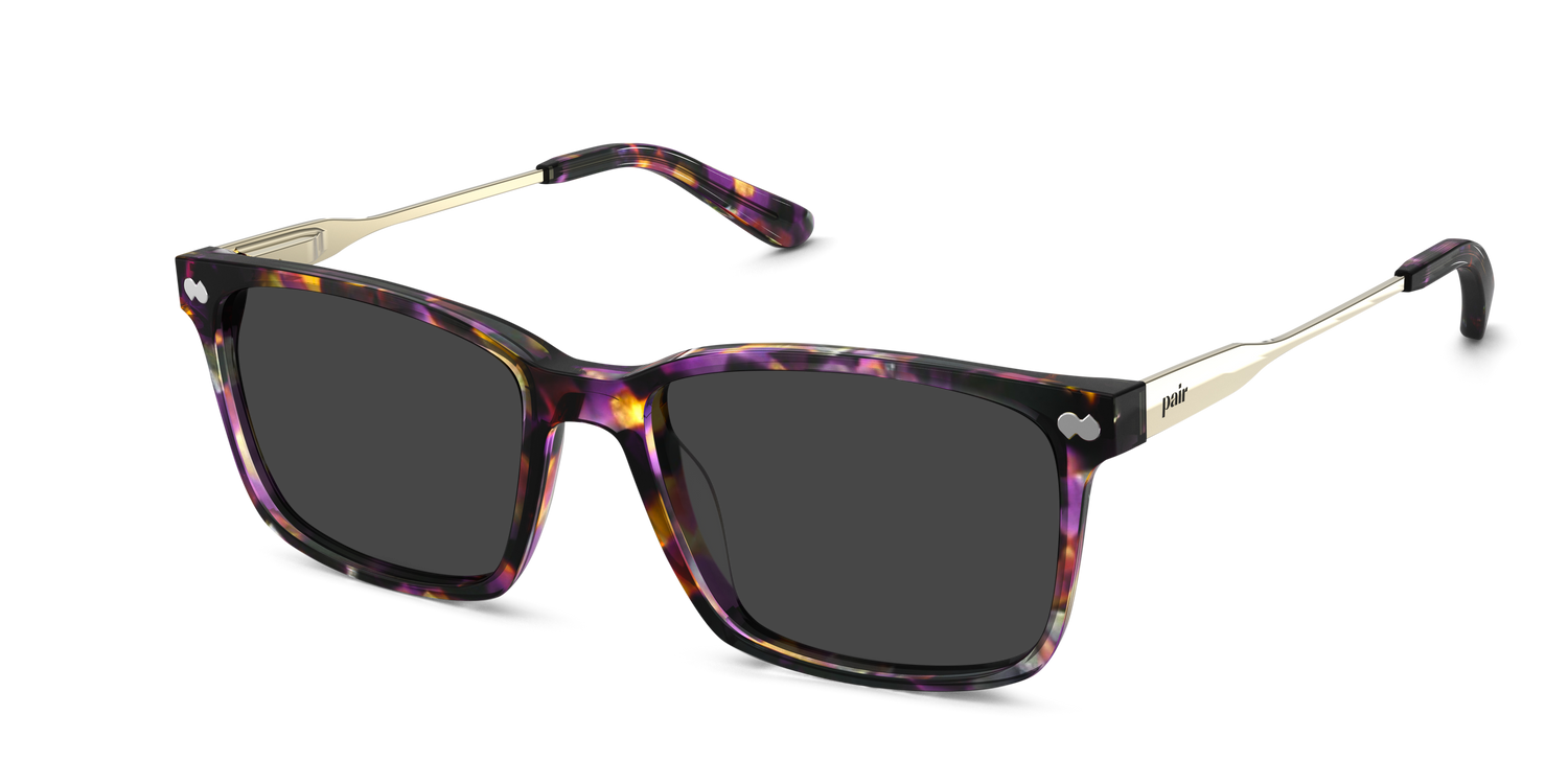 The Kirby - Purple Confetti Tortoise Acetate Gold Metal Sun - Carousel1 - Pair Eyewear
