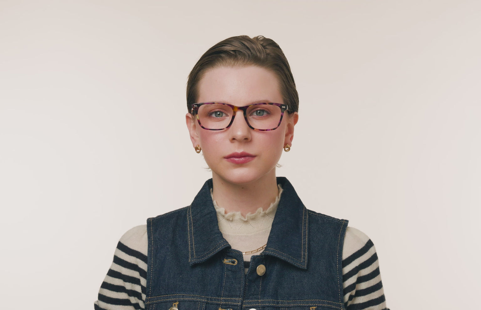 The Casper - Purple Confetti Tortoise Acetate Gold Metal - LifeStyle Thumbnail3 - Pair Eyewear