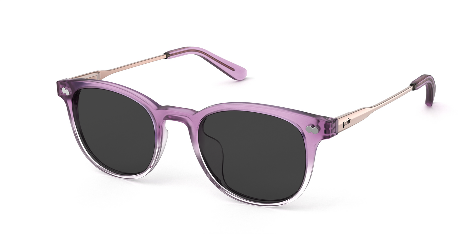 The Reese - Violet Pearlized Gradient Acetate Rose Gold Metal Sun - Carousel1 - Pair Eyewear