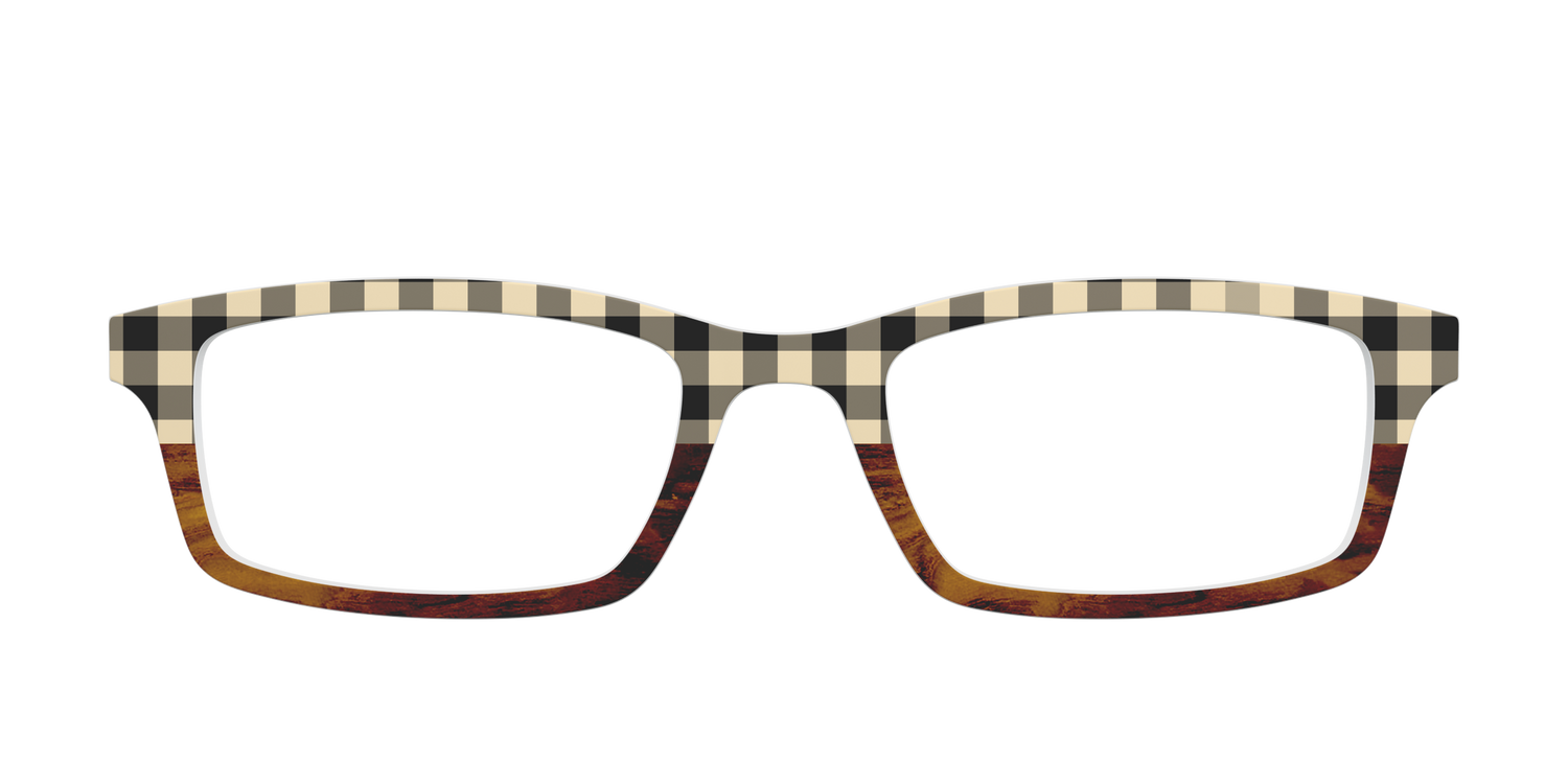 The Ivory Plaid Wood Split - Front Top Image - Pair Eyewear